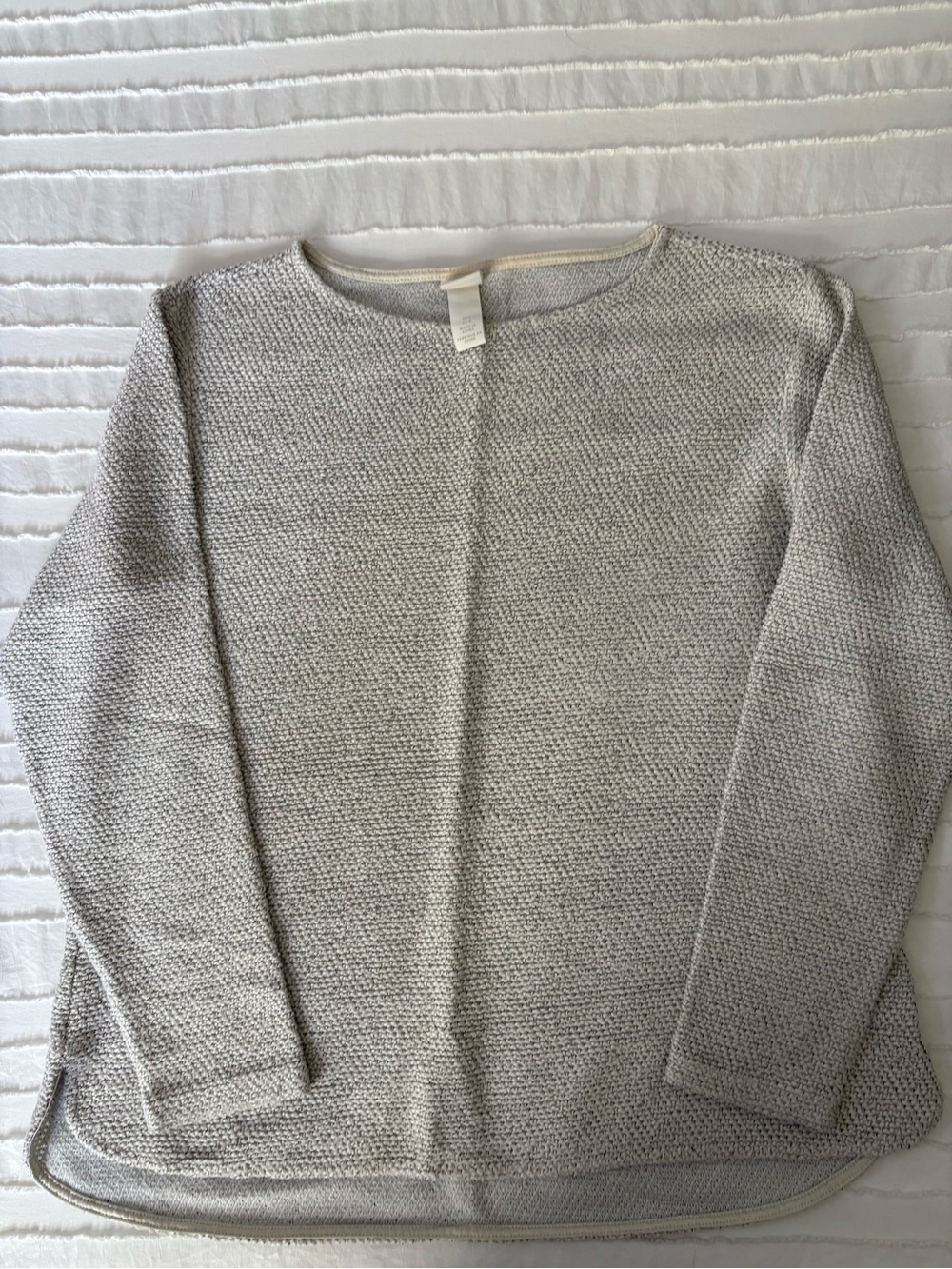 H&M Women's Light Gray Textured Crew Neck Sweater